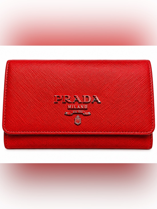 Prada Handbags - PRADA Authentic Saffiano Fuoco Red Envelope Wallet + Card Case